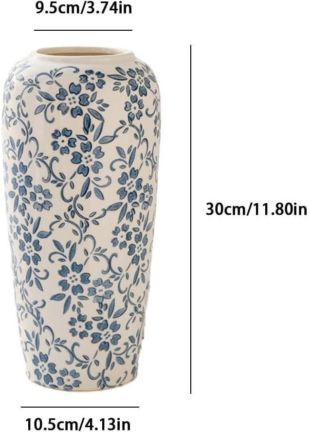 Retro Ceramic Vase for Home Decor, Elegant Flower Vase for Living Room, Entryway, Tabletop & Modern Interior Floral Arrangement (Medium Size)