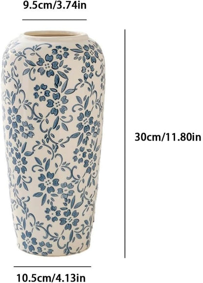 Retro Ceramic Vase for Home Decor, Elegant Flower Vase for Living Room, Entryway, Tabletop & Modern Interior Floral Arrangement (Medium Size)