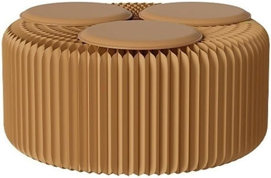 Foldable Kraft Paper Stool, Multi-Use Accordion Bench for Living Room, Entryway, Coffee Table & Shoe Changing Seat