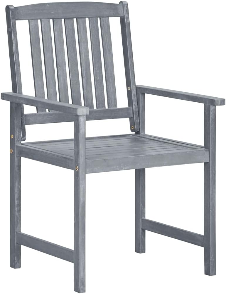 4-Piece Outdoor Patio Furniture Set with Cushions, Solid Acacia Wood Patio Chairs for Garden, Backyard, Balcony & Outdoor Living Space (Gray)