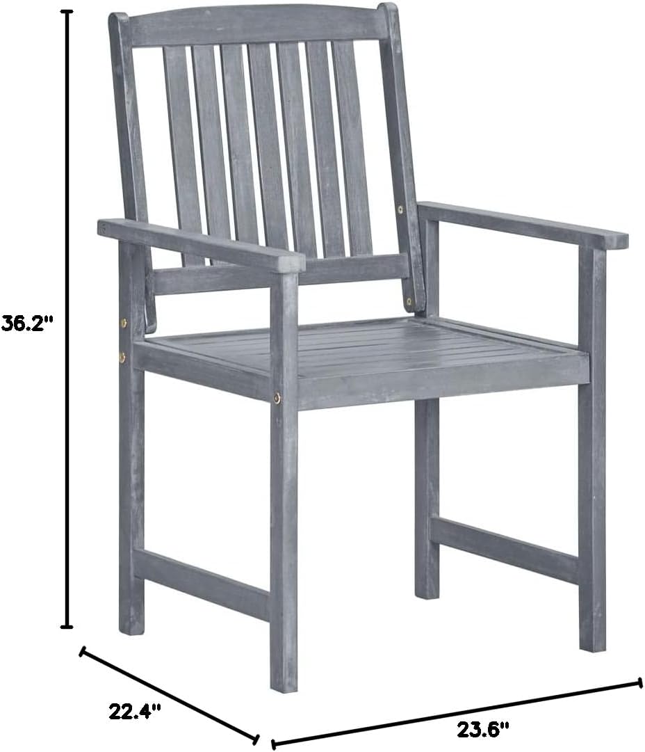 4-Piece Outdoor Patio Furniture Set with Cushions, Solid Acacia Wood Patio Chairs for Garden, Backyard, Balcony & Outdoor Living Space (Gray)