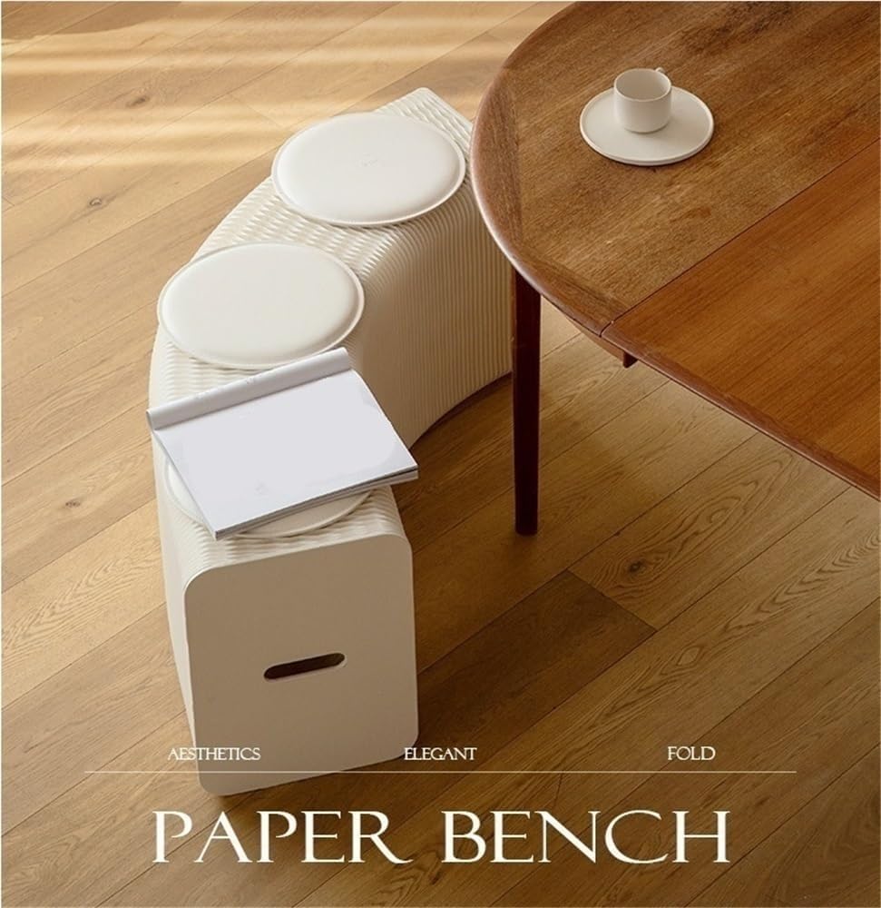 Foldable Kraft Paper Stool, Multi-Use Accordion Bench for Living Room, Entryway, Coffee Table & Shoe Changing Seat
