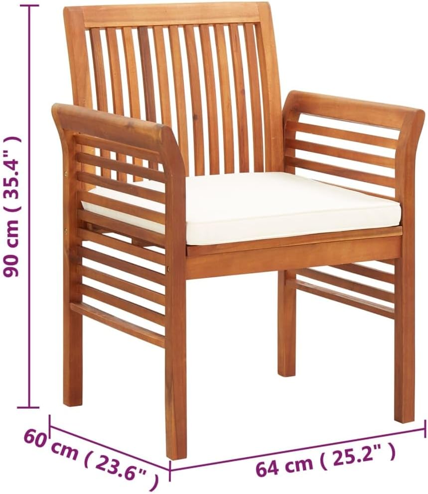 4-Piece Outdoor Lounge Chair Set with Cushions, Solid Acacia Wood Patio Furniture for Garden, Backyard, Deck & Outdoor Dining Relaxation