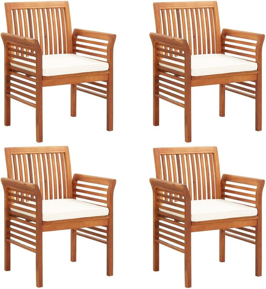 4-Piece Outdoor Lounge Chair Set with Cushions, Solid Acacia Wood Patio Furniture for Garden, Backyard, Deck & Outdoor Dining Relaxation
