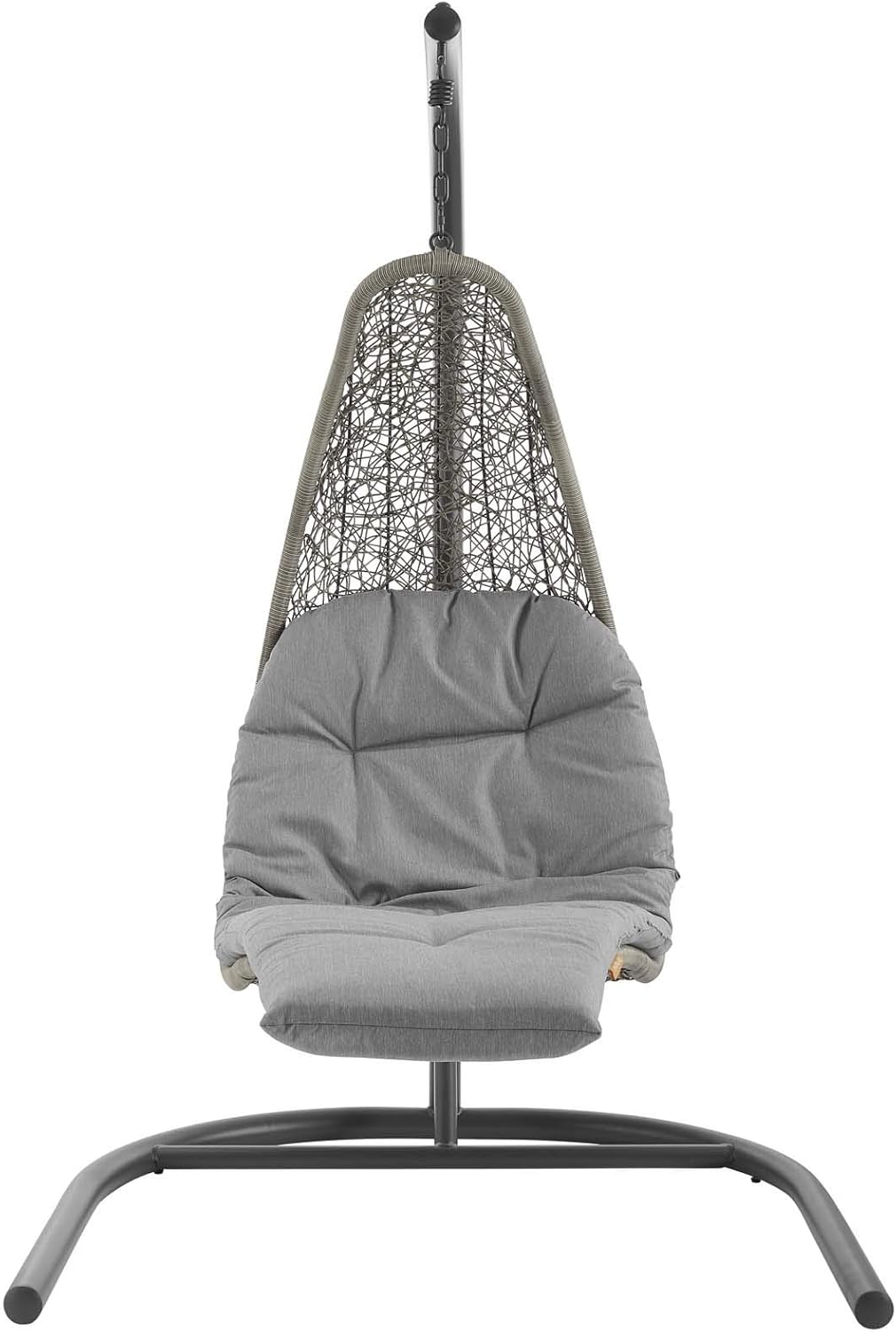Wicker Rattan Outdoor Hanging Swing Chair with Stand, Chaise Lounge Porch Egg Chair for Patio, Garden & Backyard Relaxation (Light Gray)