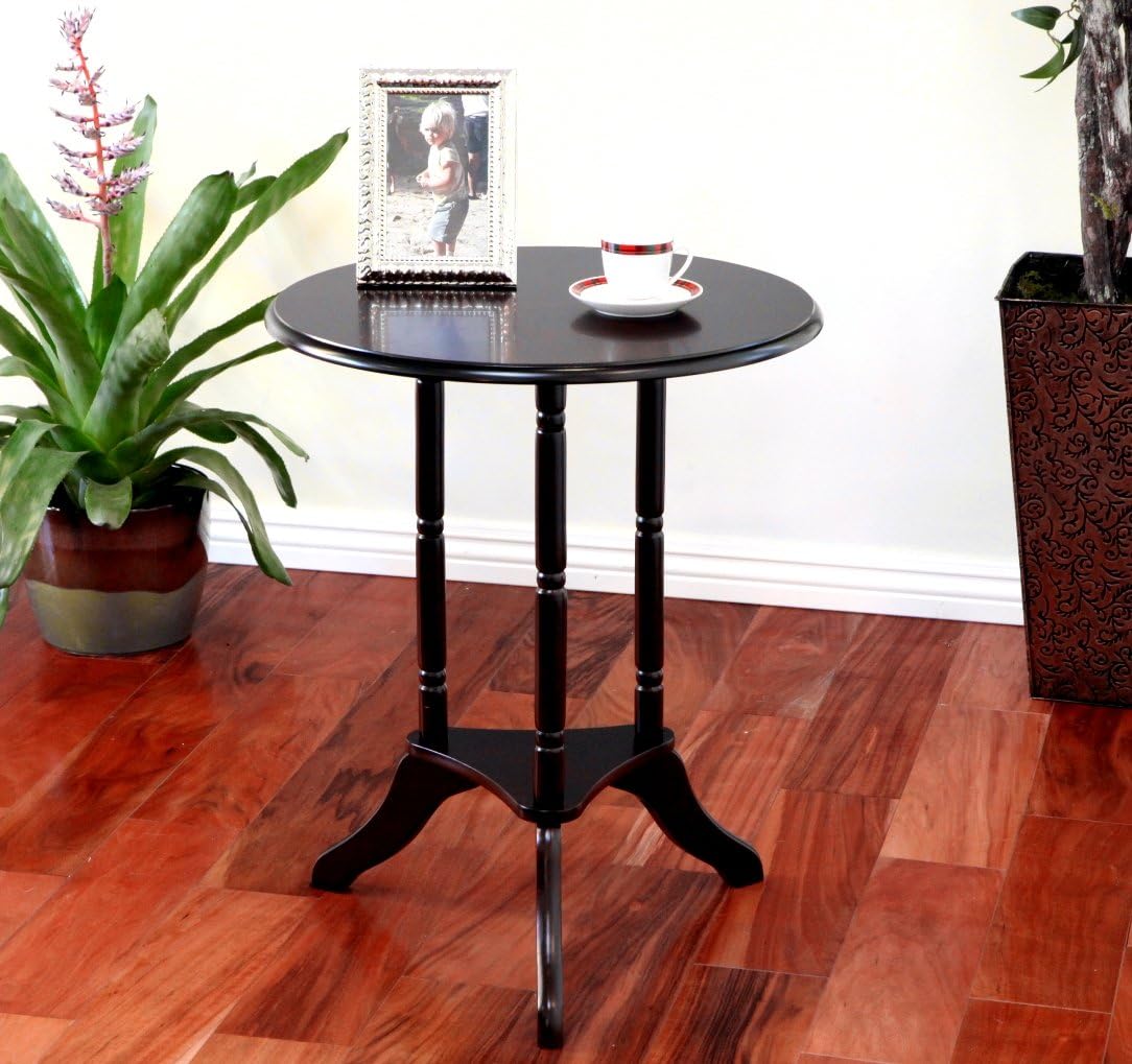 Round Espresso End Table, Stylish Side Table for Living Room, Bedroom & Home Décor