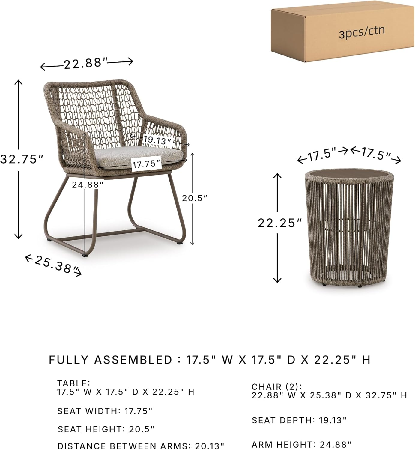 Contemporary Outdoor Dining Table and Chairs Set with Rope Design, Cushioned Patio Furniture with Aluminum Frame for Garden, Patio, Deck & Outdoor Dining
