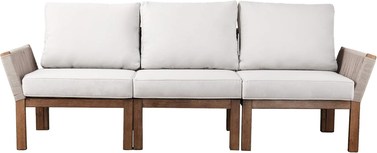 3-Seater Outdoor Sofa with Transitional Design, Solid Wood Patio Furniture for Backyard, Garden & Outdoor Lounge