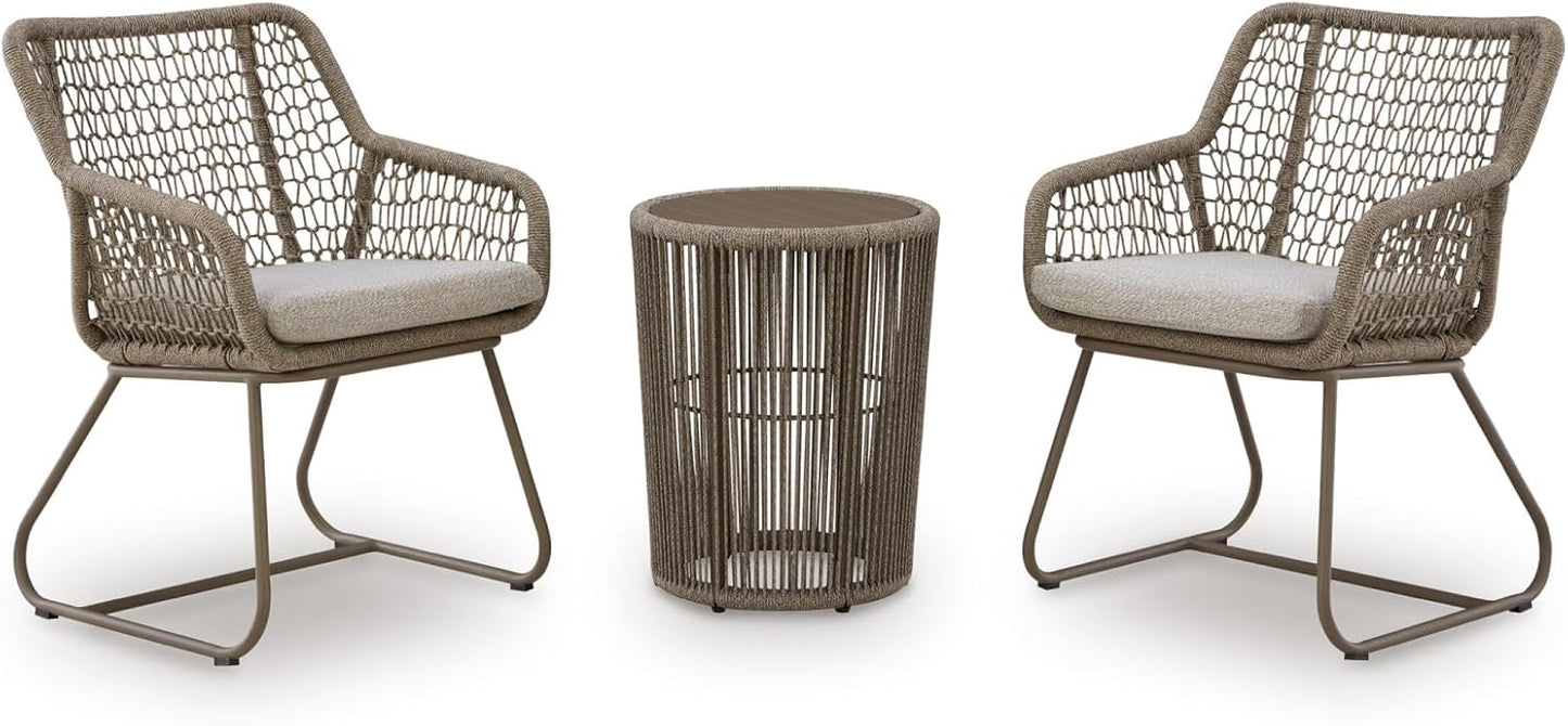 Contemporary Outdoor Dining Table and Chairs Set with Rope Design, Cushioned Patio Furniture with Aluminum Frame for Garden, Patio, Deck & Outdoor Dining