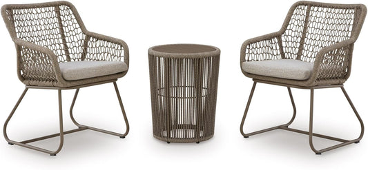 Contemporary Outdoor Dining Table and Chairs Set with Rope Design, Cushioned Patio Furniture with Aluminum Frame for Garden, Patio, Deck & Outdoor Dining