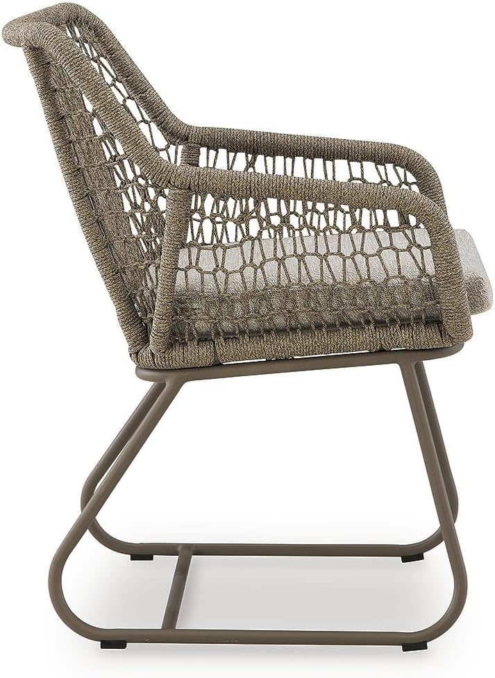 Contemporary Outdoor Dining Table and Chairs Set with Rope Design, Cushioned Patio Furniture with Aluminum Frame for Garden, Patio, Deck & Outdoor Dining