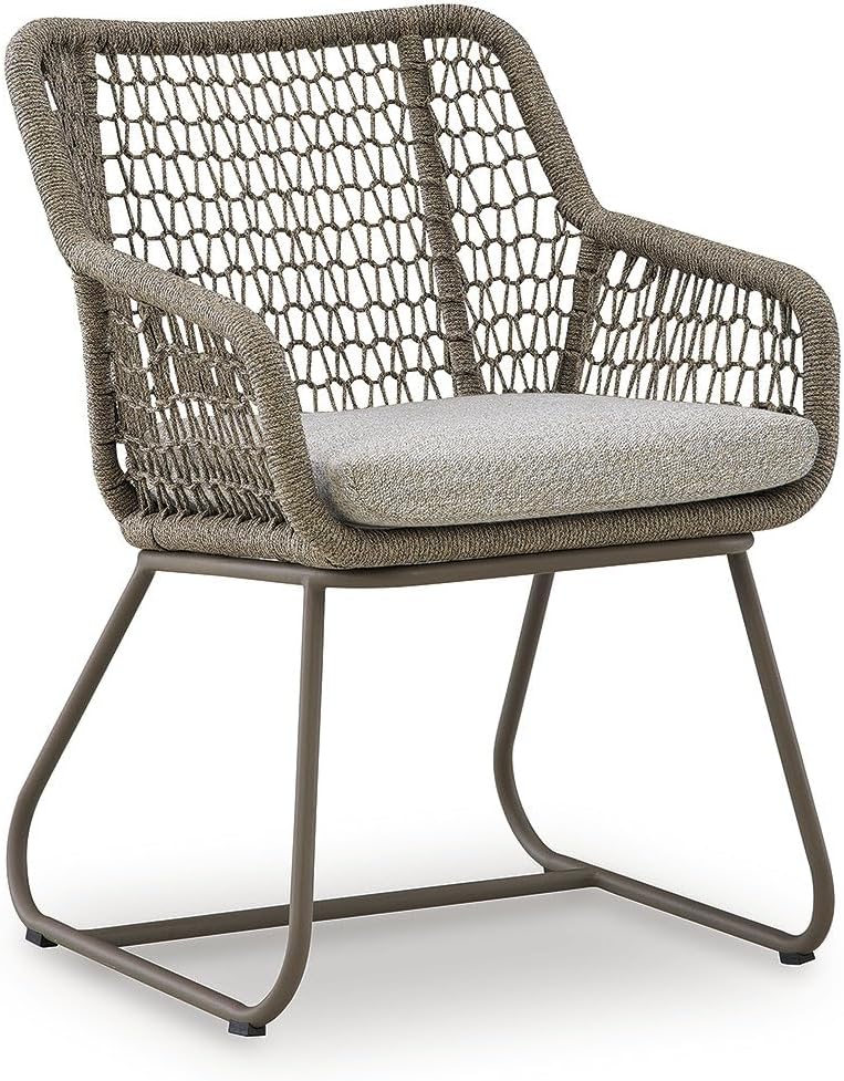 Contemporary Outdoor Dining Table and Chairs Set with Rope Design, Cushioned Patio Furniture with Aluminum Frame for Garden, Patio, Deck & Outdoor Dining