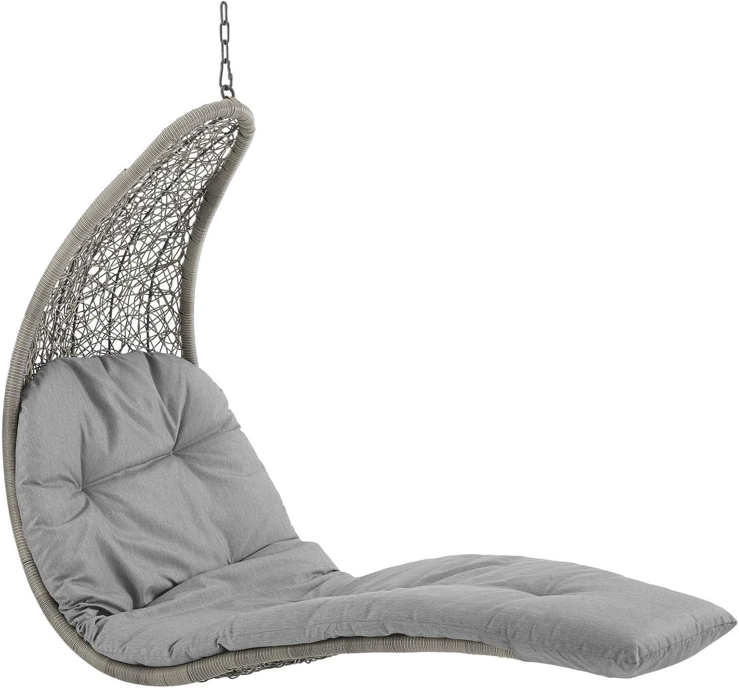 Wicker Rattan Outdoor Hanging Swing Chair with Stand, Chaise Lounge Porch Egg Chair for Patio, Garden & Backyard Relaxation (Light Gray)
