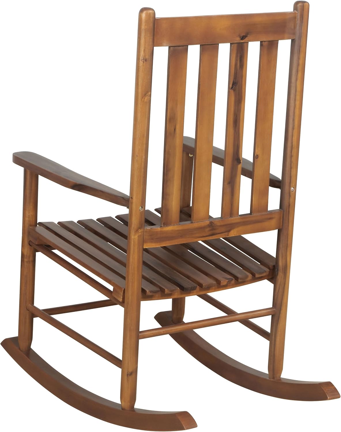 Solid Wood Slat Back Rocking Chair, Classic Rocker in Golden Brown Finish for Living Room, Bedroom, Nursery & Porch Comfort Seating