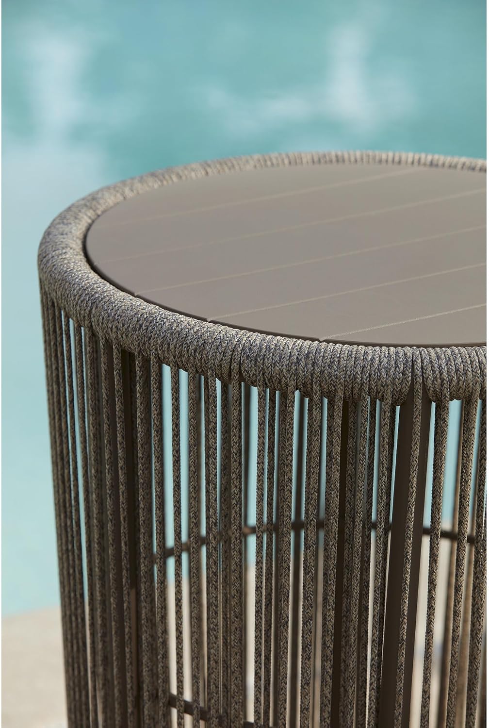 Contemporary Outdoor Dining Table and Chairs Set with Rope Design, Cushioned Patio Furniture with Aluminum Frame for Garden, Patio, Deck & Outdoor Dining