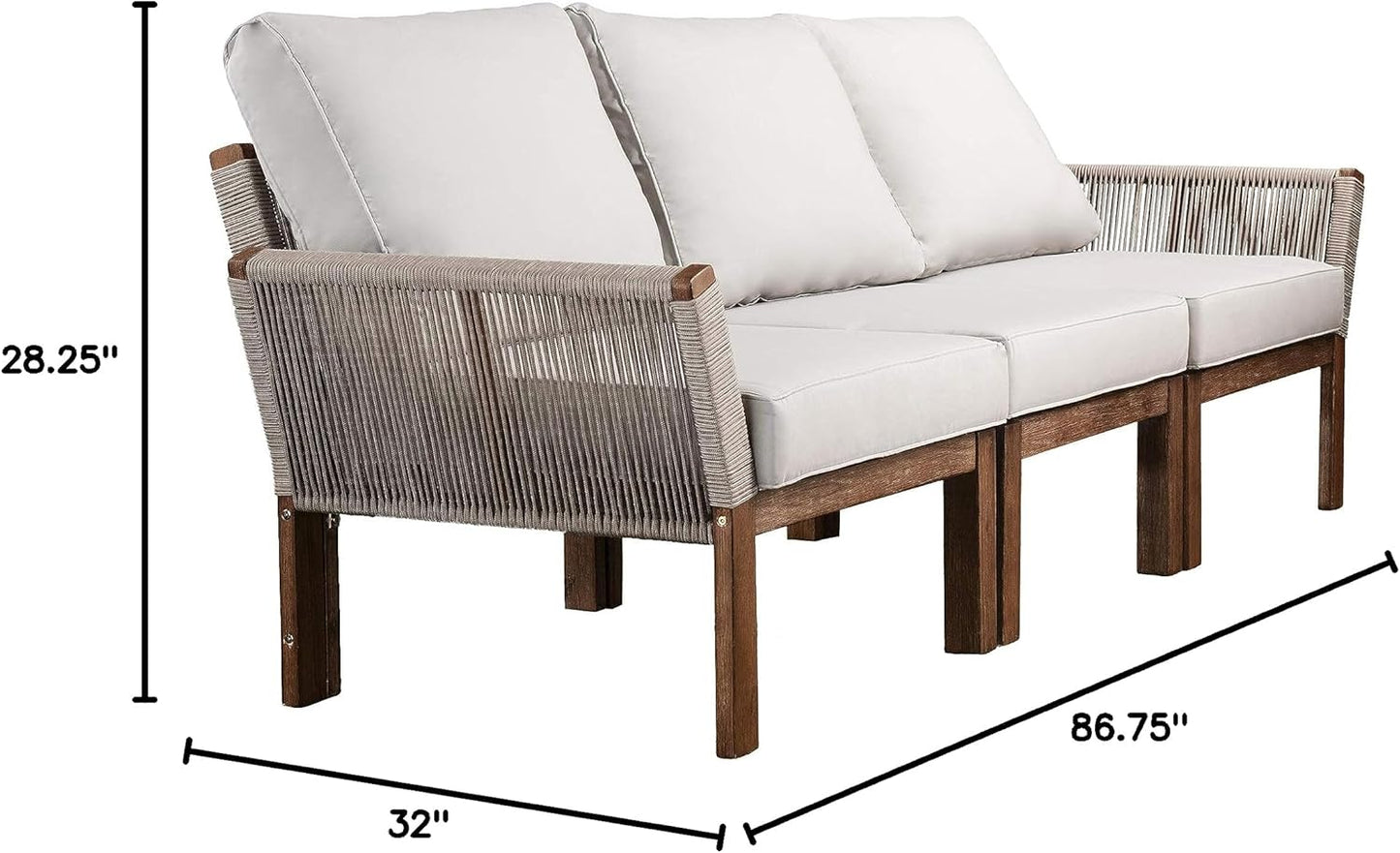 3-Seater Outdoor Sofa with Transitional Design, Solid Wood Patio Furniture for Backyard, Garden & Outdoor Lounge