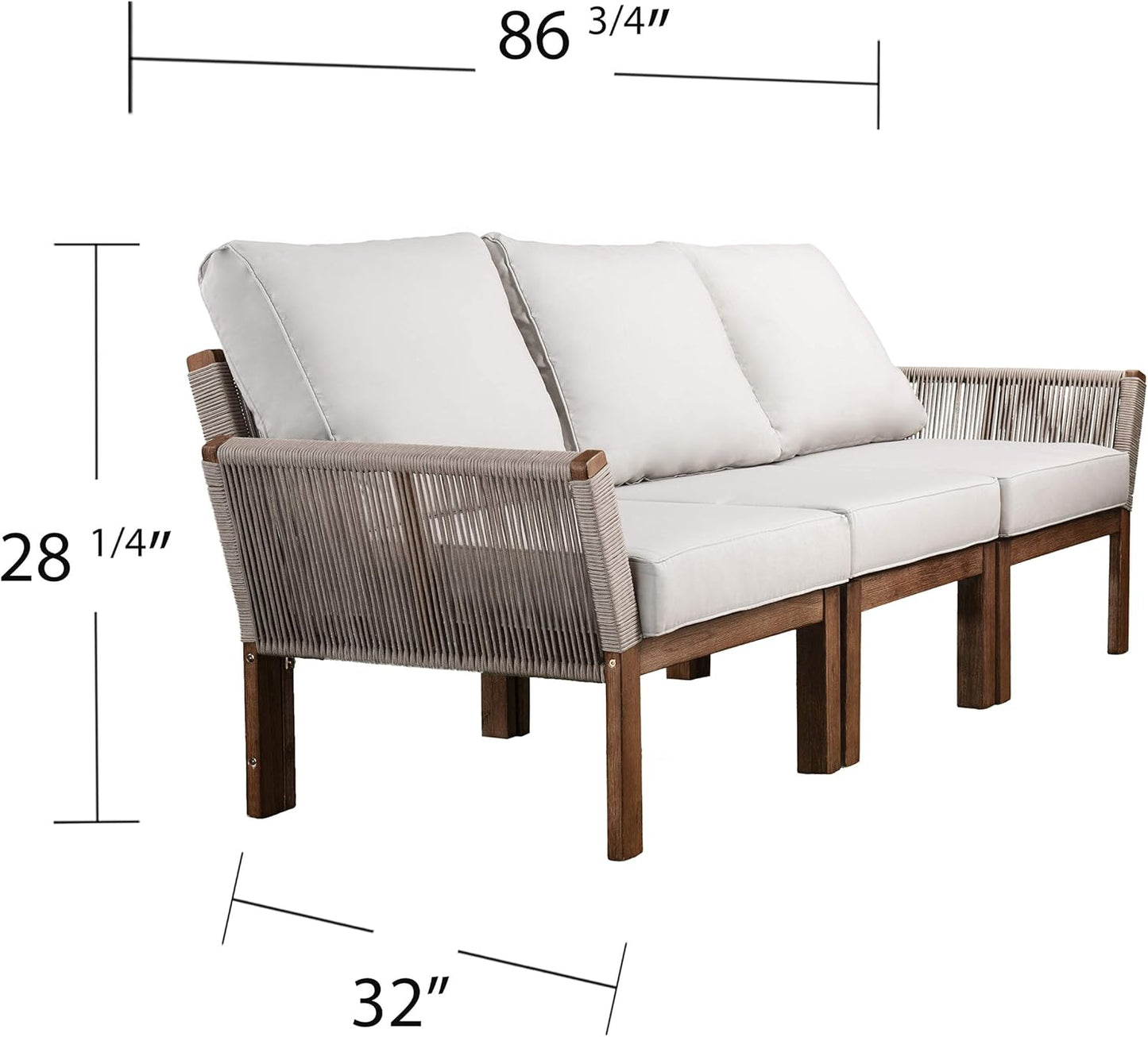 3-Seater Outdoor Sofa with Transitional Design, Solid Wood Patio Furniture for Backyard, Garden & Outdoor Lounge