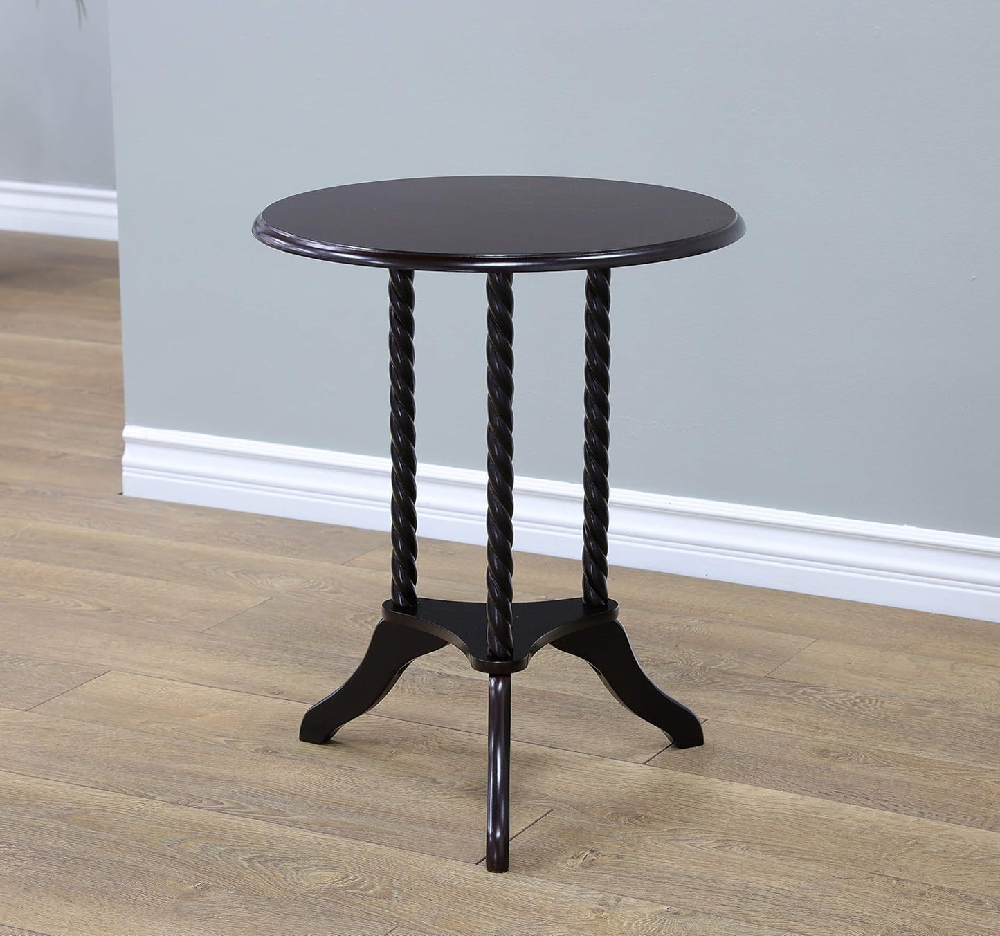 Round Espresso End Table, Stylish Side Table for Living Room, Bedroom & Home Décor
