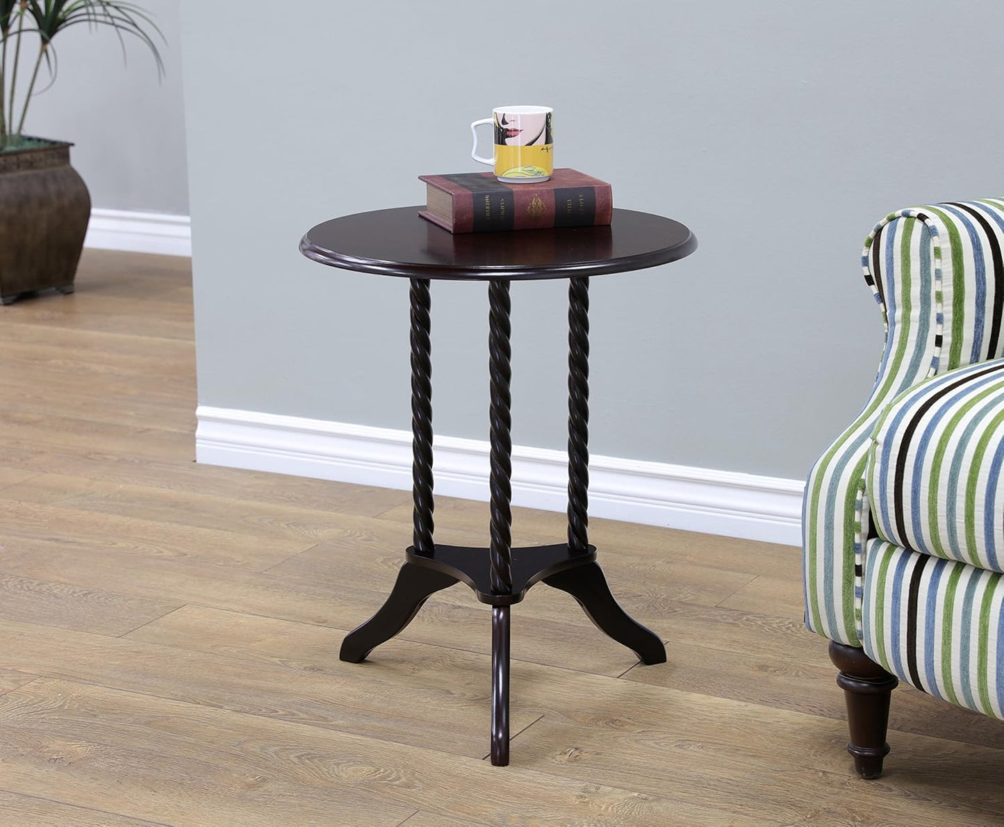 Round Espresso End Table, Stylish Side Table for Living Room, Bedroom & Home Décor